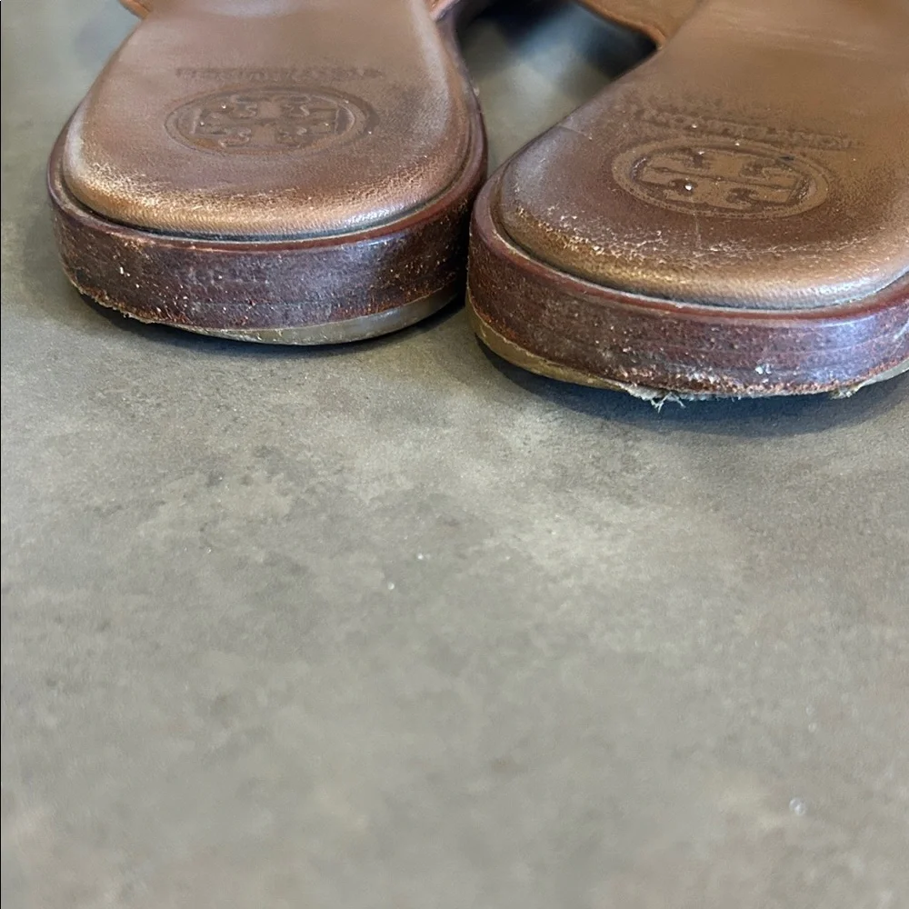 Tory Burch Brown Leather Benton Thong Flip Flops Sz 8
